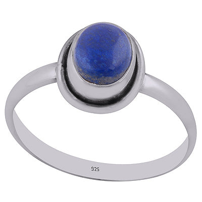 Plain Wire Around Lapis Oval Shape 925 Sterling Solid Silver Ring - R3400376-134