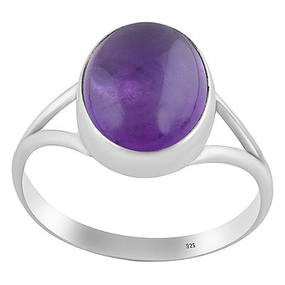 Stylish Split Shank Around Amethyst Oval Shape 925 Sterling Solid Silver Ring - R3400378-1