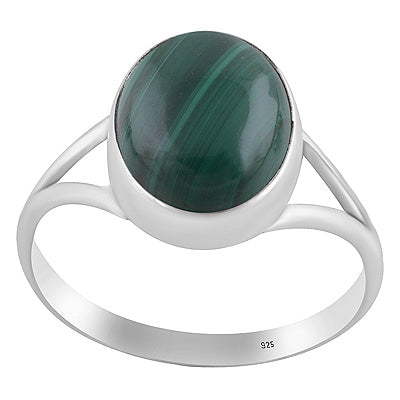 Stylish Split Shank Around Malachite Oval Shape 925 Sterling Solid Silver Ring - R3400378-12