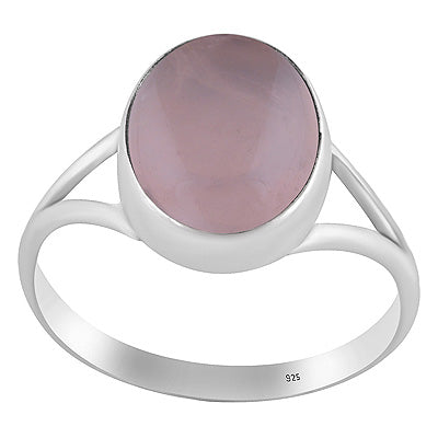 Stylish Split Shank Around Rose Quartz Oval Shape 925 Sterling Solid Silver Ring - R3400378-13