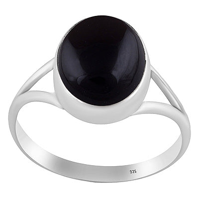 Stylish Split Shank Around Black Onyx Oval Shape 925 Sterling Solid Silver Ring - R3400378-14