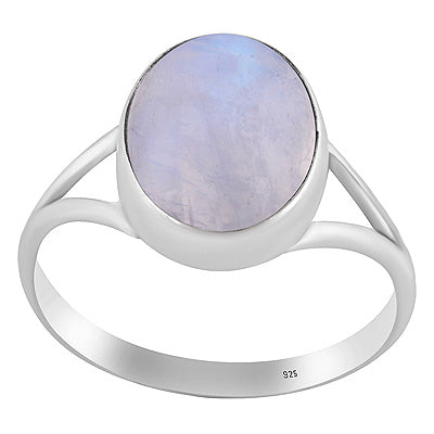 Stylish Split Shank Around Rainbow Moonstone Oval Shape 925 Sterling Solid Silver Ring - R3400378-4