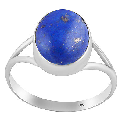 Stylish Split Shank Around Lapis Oval Shape 925 Sterling Solid Silver Ring - R3400378-6