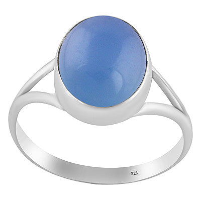 Stylish Split Shank Around Blue Chalcedony Oval Shape 925 Sterling Solid Silver Ring - R3400378-9