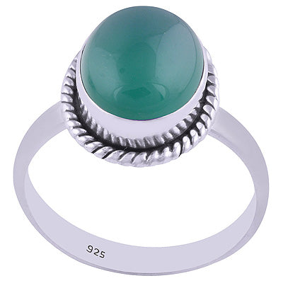 Gorgeous Wire Work Around Green Onyx Oval Shape 925 Sterling Solid Silver Ring - R3400384-44