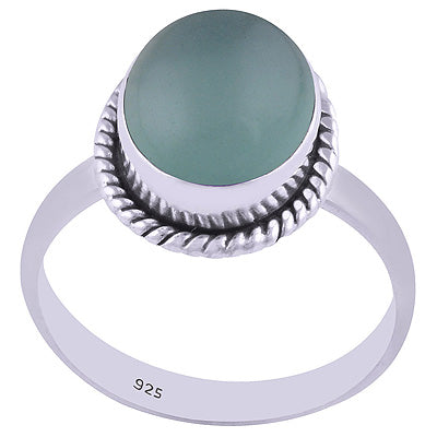 Gorgeous Wire Work Around Aqua Chalcedony Oval Shape 925 Sterling Solid Silver Ring - R3400384-46