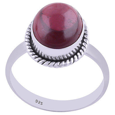 Gorgeous Wire Work Around Garnet Oval Shape 925 Sterling Solid Silver Ring - R3400384-5