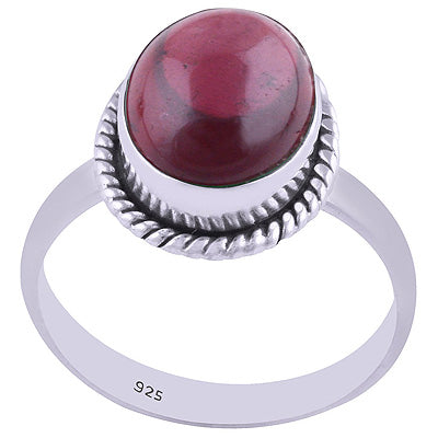 Gorgeous Wire Work Around Garnet Oval Shape 925 Sterling Solid Silver Ring - R3400384-62