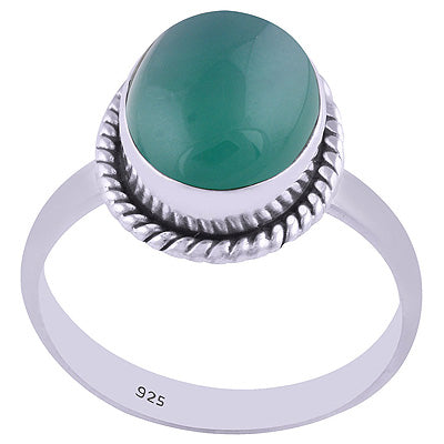 Gorgeous Wire Work Around Green Onyx Oval Shape 925 Sterling Solid Silver Ring - R3400384-68