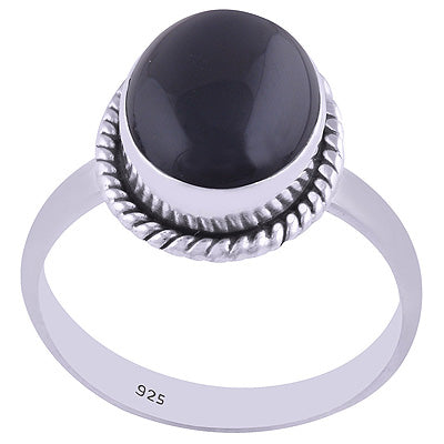Gorgeous Wire Work Around Black Onyx Oval Shape 925 Sterling Solid Silver Ring - R3400384-75