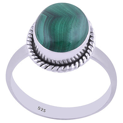 Gorgeous Wire Work Around Malachite Oval Shape 925 Sterling Solid Silver Ring - R3400384-76