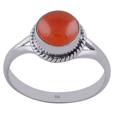 Stunning Split Shank Twisted Wire Around Carnelian Round Shape 925 Sterling Solid Silver Ring - R3400391-8