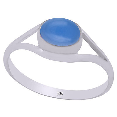 Gorgeous Wire Work Around Blue Chalcedony Oval Shape 925 Sterling Solid Silver Ring - R3400408-133