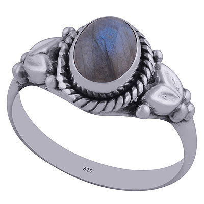 Alluring Handwork Around Labradorite Oval Shape 925 Sterling Solid Silver Ring - R3400409-76