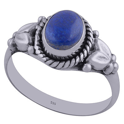 Alluring Handwork Around Lapis Oval Shape 925 Sterling Solid Silver Ring - R3400409-79