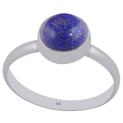Beautiful Plain Lapis Round Shape 925 Sterling Solid Silver Ring - R3400429-20