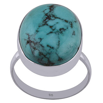 Gorgeous Gemstone Turquoise Oval Shape 925 Sterling Solid Silver Ring - R3400435-23