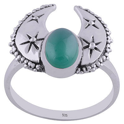 Gorgeous Handcrafted Rawa Work Around Green Onyx Oval Shape 925 Sterling Solid Silver Ring - R3400437-10