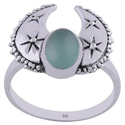 Gorgeous Handcrafted Rawa Work Around Aqua Chalcedony Oval Shape 925 Sterling Solid Silver Ring - R3400437-12