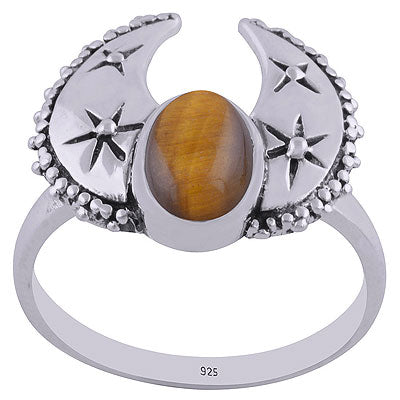 Gorgeous Handcrafted Rawa Work Around Tiger's Eye Oval Shape 925 Sterling Solid Silver Ring - R3400437-15