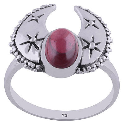 Gorgeous Handcrafted Rawa Work Around Garnet Oval Shape 925 Sterling Solid Silver Ring - R3400437-4