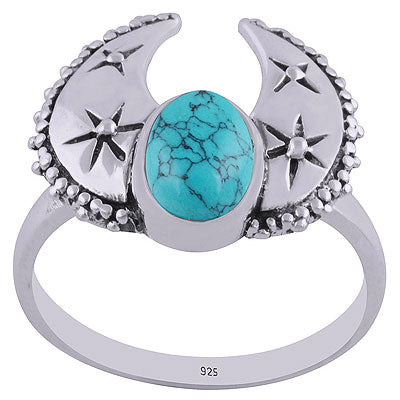 Gorgeous Handcrafted Rawa Work Around Turquoise Oval Shape 925 Sterling Solid Silver Ring - R3400437-5