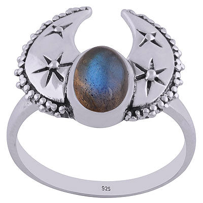 Gorgeous Handcrafted Rawa Work Around Labradorite Oval Shape 925 Sterling Solid Silver Ring - R3400437-7