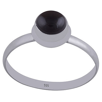 Gorgeous Handcrafted Setting Around Gemstone Black Onyx Round Shape 925 Sterling Solid Silver Ring - R3400443-31