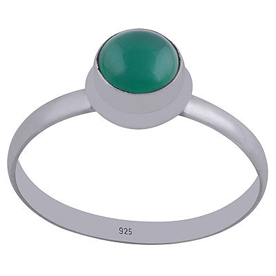 Gorgeous Handcrafted Setting Around Gemstone Green Onyx Round Shape 925 Sterling Solid Silver Ring - R3400443-75