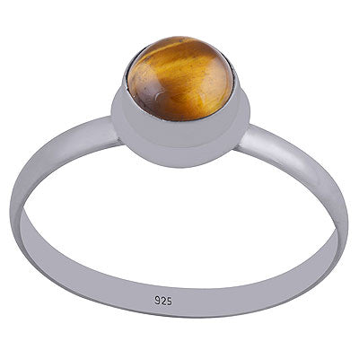 Gorgeous Handcrafted Setting Around Gemstone Tiger's Eye Round Shape 925 Sterling Solid Silver Ring - R3400443-78