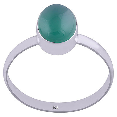 Beautiful Stunning Green Onyx Oval Shape 925 Sterling Solid Silver Ring - R3400469-214