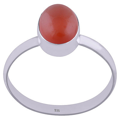 Beautiful Stunning Carnelian Oval Shape 925 Sterling Solid Silver Ring - R3400469-242