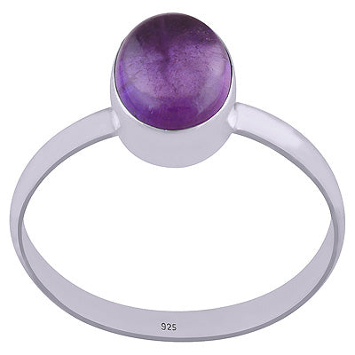 Beautiful Stunning Amethyst Oval Shape 925 Sterling Solid Silver Ring - R3400469-59