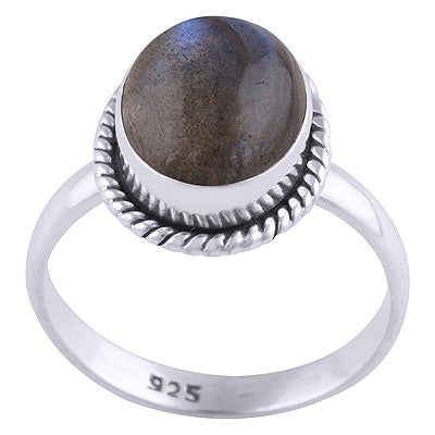 Gorgeous Textured Wire Around Labradorite Oval Shape 925 Sterling Solid Silver Ring - R3400470-13