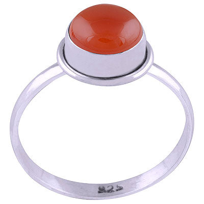 Beautiful Plain Carnelian Round Shape 925 Sterling Solid Silver Ring - R3400473-396