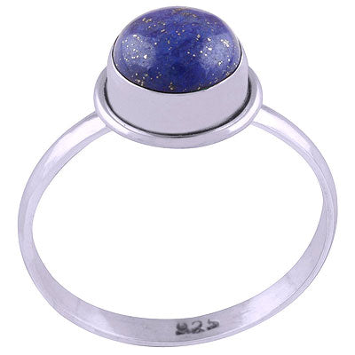 Beautiful Plain Lapis Round Shape 925 Sterling Solid Silver Ring - R3400473-61