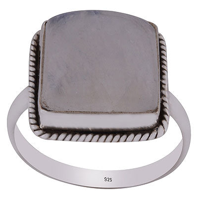 Gorgeous Wire Work Around Rainbow Moonstone Rectangle Shape 925 Sterling Solid Silver Ring - R3400476-429