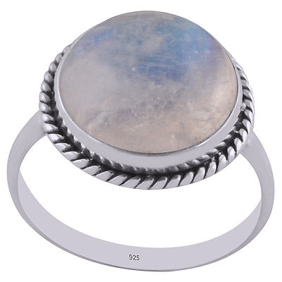 Gorgeous Wire Work Around Rainbow Moonstone Round Shape 925 Sterling Solid Silver Ring - R3400476-435