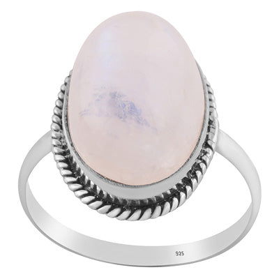 Gorgeous Wire Work Around Rainbow Moonstone Oval Shape 925 Sterling Solid Silver Ring - R3400476-442