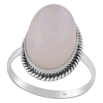 Gorgeous Wire Work Around Rainbow Moonstone Oval Shape 925 Sterling Solid Silver Ring - R3400476-443