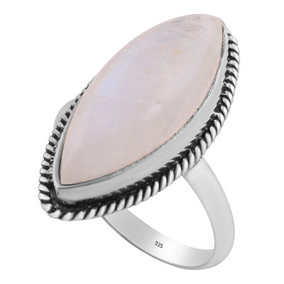 Gorgeous Wire Work Around Rainbow Moonstone Marquise Shap 925 Sterling Solid Silver Ring - R3400476-458