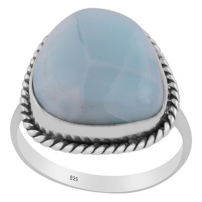 Stunning Statement Larimar Fancy Shape 925 Sterling Solid Silver Ring - R3400477-746