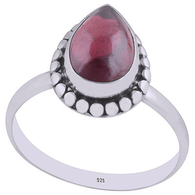 Beautiful Handmade Design Around Garnet Pear Shape 925 Sterling Solid Silver Ring - R3400489-2