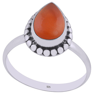 Beautiful Handmade Design Around Carnelian Pear Shape 925 Sterling Solid Silver Ring - R3400489-7