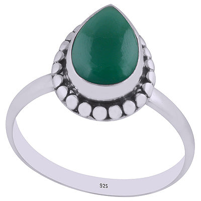 Beautiful Handmade Design Around Green Onyx Pear Shape 925 Sterling Solid Silver Ring - R3400489-8