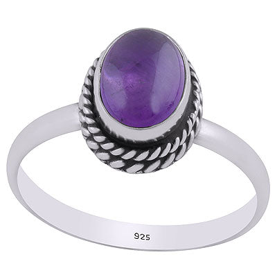 Stunning Twisted Wire Work Around Amethyst Oval Shape 925 Sterling Solid Silver Ring - R3400492-41