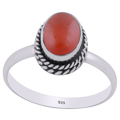 Stunning Twisted Wire Work Around Carnelian Oval Shape 925 Sterling Solid Silver Ring - R3400492-47