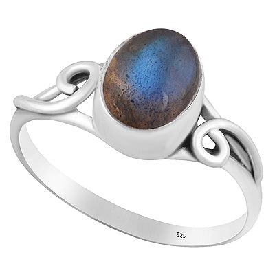 Minimal Wire Work Around Labradorite Oval Shape 925 Sterling Solid Silver Ring - R3400521-29