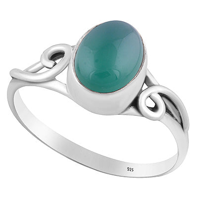 Minimal Wire Work Around Green Onyx Oval Shape 925 Sterling Solid Silver Ring - R3400521-42