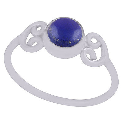 Gorgeous Handwork Around Lapis Round Shape 925 Sterling Solid Silver Ring - R3400527-80